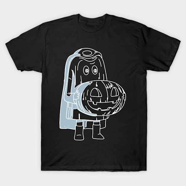 Child dresses up as headless zombie with pumpkin in hand T-Shirt by rueckemashirt